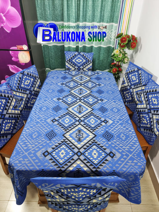 ব্লক প্রিন্ট সুতির ডাইনিং টেবিল কভার সেট