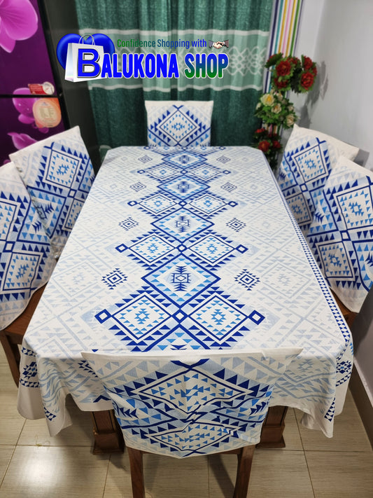 ব্লক প্রিন্ট সুতির ডাইনিং টেবিল কভার সেট